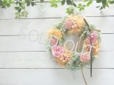 バラとジニアのプリザーブドリース〜プリザーブドフラワーはギフトにいいね〜
