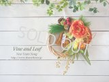 ＊お正月飾り＊しめなわリース/ラウンドD（橙×鶴）[W-17181] 