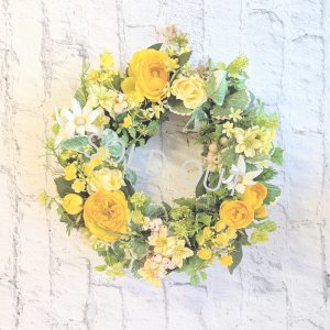 画像1: ラナンキュラスとフランネルフラワーのアーティフィシャルフラワーリース