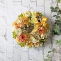 プリザーブドローズいっぱいのリース（オレンジイエロー）