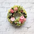 【ギフトに】ふんわりピンクの薔薇とアジサイのガーデンリース（プリザーブドフラワー）