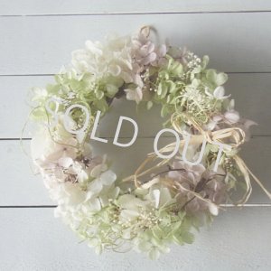 画像: プリザーブドアジサイのナチュラルリース〔アンティーク〕〜ずっと咲き続けるプリザーブドフラワーリース