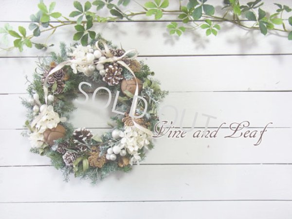 画像1: パールとスノーカラマツのクリスマスリース〜Vine and Leaf の Christmas〜