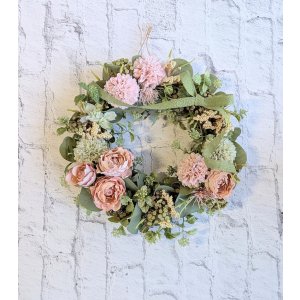 画像: バラとマムのアーティフィシャルフラワーリース
