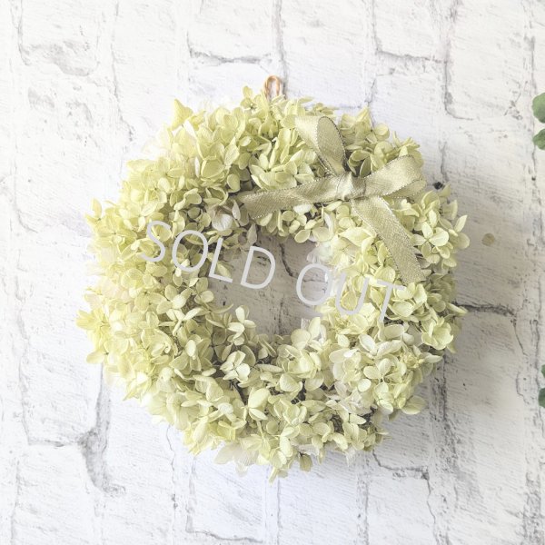 画像1: ＊プリザーブドフラワー＊アジサイのリース（ホワイトグリーン）