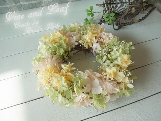 画像: プリザーブドアジサイのナチュラルリース〔フローラル〕〜ずっと咲き続けるプリザーブドフラワーリース