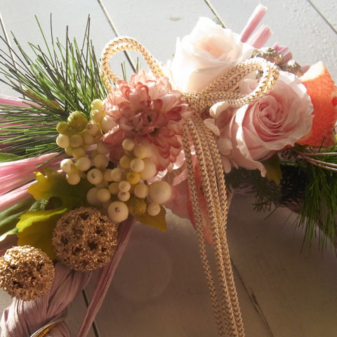 画像: 【Vine and Leafのお正月飾り】　しめなわリース（パープル×ピンク）