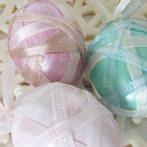 画像: 【イースター雑貨】キラキラリボンのイースターエッグ/３個 