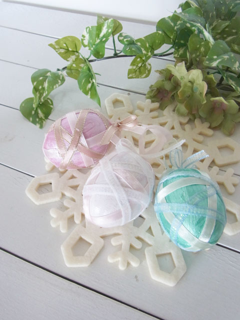 画像: 【イースター雑貨】キラキラリボンのイースターエッグ/３個 