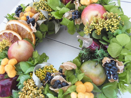 画像: フルーツとプリザーブドのビタミンリース〜長く飾れるプリザーブドフラワーリース