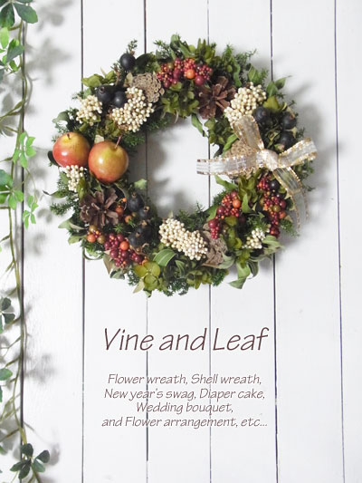 画像: 赤いりんごとベリーのクリスマスリース〜Vine and Leaf の Christmas〜