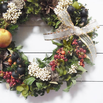 画像: 赤いりんごとベリーのクリスマスリース〜Vine and Leaf の Christmas〜