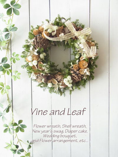 画像: 木の実とワタカラのクリスマスリース〜Vine and Leaf の Christmas〜 