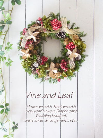 画像: 赤いベリーと木の実のクリスマスリース〜Vine and Leaf の Christmas〜 