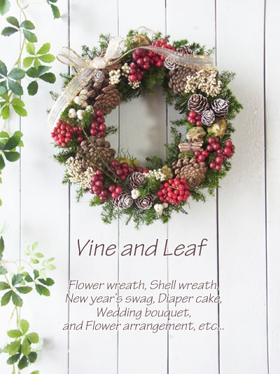 画像: 赤いベリーと木の実のクリスマスリース〜Vine and Leaf の Christmas〜 