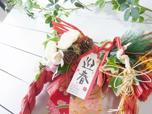 画像: ＊お正月飾り＊しめなわリース（洋風・レッド×鶴）〜Vine and Leaf のお正月〜 