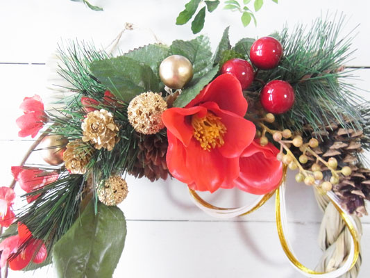 画像: ＊お正月飾り＊しめなわリース（椿と梅）〜Vine and Leaf のお正月〜