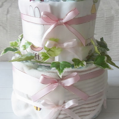 画像: 【送料無料】【おむつケーキ】出産祝いに喜ばれるアメリカ発のダイパーケーキ（フローラ）