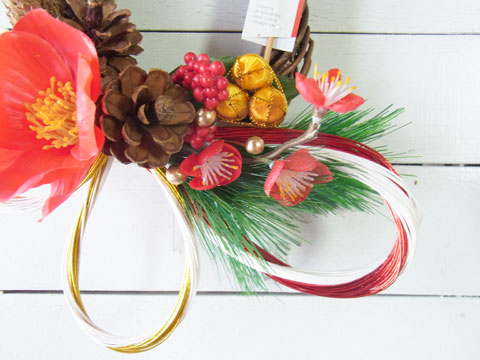 画像: ＊お正月飾り＊しめなわリース/水引A（椿と米俵）[W-17173] 