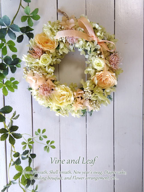 画像: プリザーブドローズとライスフラワーのリース〜ギフトに喜ばれるプリザーブドフラワーリース