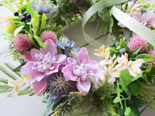 画像: 野の花のフラワーリース〜長く飾れるアーティフィシャルリース