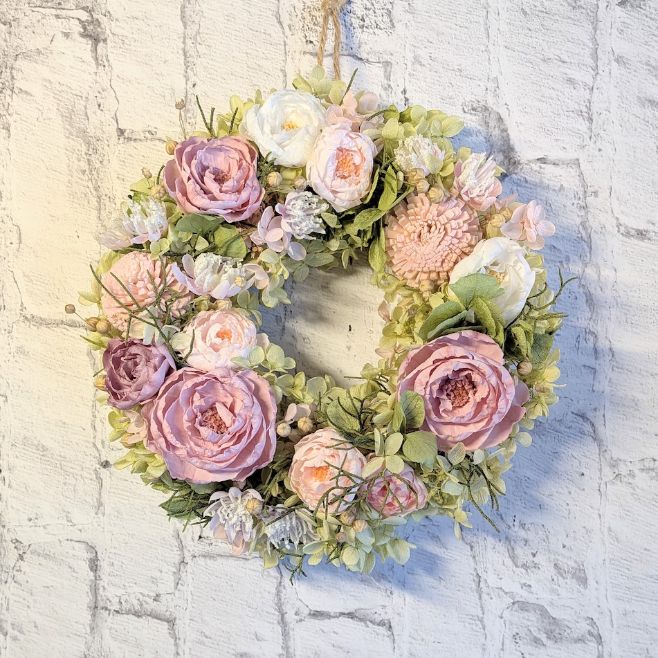 画像1: プリザーブドローズいっぱいのリース（ライラックピンク）