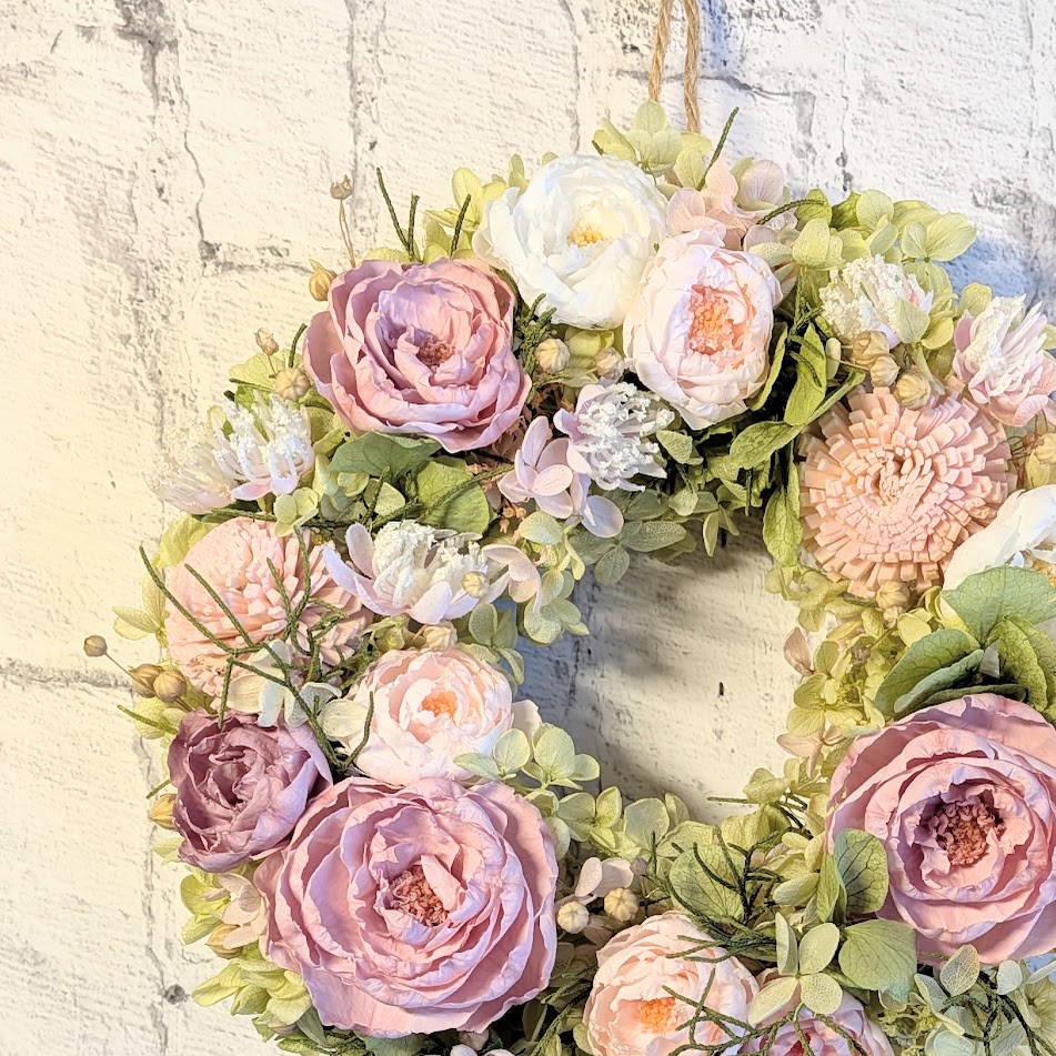 画像: プリザーブドローズいっぱいのリース（ライラックピンク）