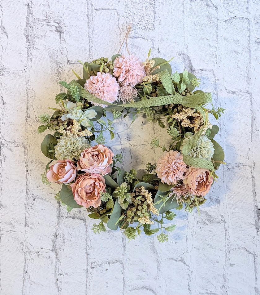 画像1: バラとマムのアーティフィシャルフラワーリース