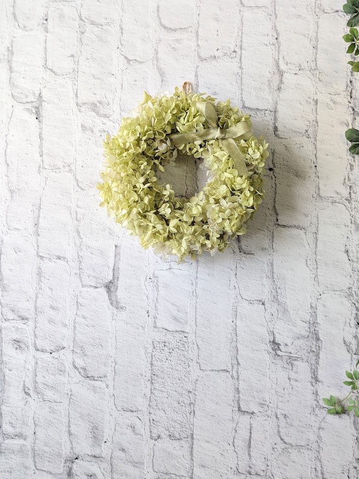 画像: ＊プリザーブドフラワー＊アジサイのリース（ホワイトグリーン）