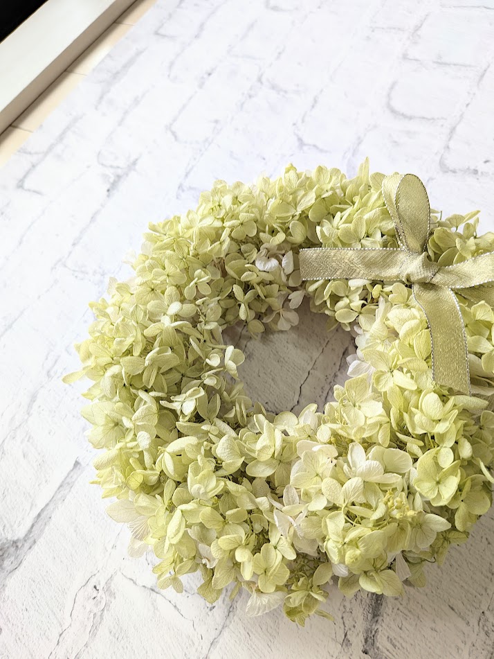 画像: ＊プリザーブドフラワー＊アジサイのリース（ホワイトグリーン）